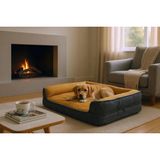 viscopet Premium Sofa Blok sungerli Alezli Fermuarlı Yıkanabilir Köpek Yatağı-S-hardalsiyah (Medium)