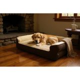 Viscopet Premium Sofa Blok Sungerli Alezli Fermuarlı Yıkanabilir Köpek Yatağı S-Latte - Bej - Koyu Kahve - 70 x 95 cm