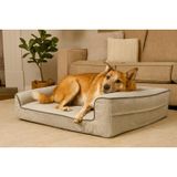 viscopet Premium Sofa Blok sungerli Alezli Fermuarlı Yıkanabilir Köpek Yatağı-S-ten rengi (Medium)
