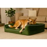 viscopet Premium Sofa Blok sungerli Alezli Fermuarlı Yıkanabilir Köpek Yatağı-S-zumrut (Large)