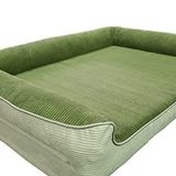viscopet Premium Sofa Blok sungerli Alezli Fermuarlı Yıkanabilir Köpek Yatağı-Yesil Krem (Medium)
