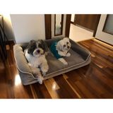 Viscopet Premium Sofa Blok Visko Sungerli Alezli Fermuarlı Yıkanabilir Köpek Yatağı S-Vizon - Vizon - Açık Kahve - 80 x 110 cm