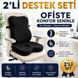 Viscora 2'li Ortopedik Visco Minder Seti – Ergonomik Bel, Sırt ve Kuyruk Sokumu Desteği - Ahşap