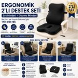 Viscora 2’li Ortopedik Visco Minder Seti – Ergonomik Bel, Sırt ve Kuyruk Sokumu Desteği - Siyah