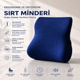Viscora Ergonomik ve Ortopedik Sırt Minderi Doğru Destek, Konforlu Oturuş - Lacivert