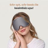 Viscoshy Gri 3D Uyku Göz Bandı Gözlüğü, Göze Baskı Yapmaz, Işığı %100 Engeller
