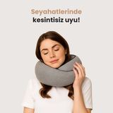 Viscoshy Gri Seyahat Boyun Yastığı Visko Hafızalı Kolay Taşınabilir %100 Visco Konforlu Ortopedik