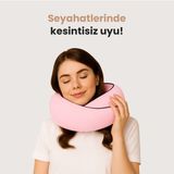 Viscoshy Pembe Seyahat Boyun Yastığı Visko Hafızalı Kolay Taşınabilir %100 Visco Konforlu Ortopedik