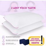 Viscotex 2'li Set Hava Kanallı Ortopedik Visco Yastık 60X40X14 cm Beyaz-Pembe Polyester Dış Materyal - 40 x 60 x 14 cm - Beyaz - Pembe