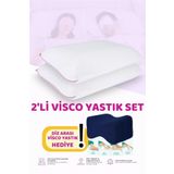 VİSCOTEX 2'li Set Visco Hava Kanallı Ortopedik Yastık, 60x40x14cm, Beyaz-Pembe