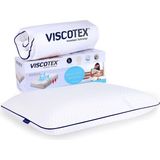 Viscotex Boyun Destekli Orta Sertlikte Ergonomik Yastık 56x37x12 cm, Tüm Uyku Pozisyonlarına Uygun, Double Jersey Kılıflı - 60 x 40 cm - Beyaz
