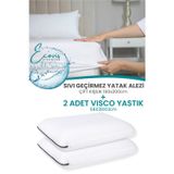 VİSCOTEX Ecovis Aile Seti, 2'li Visco Yastık Ve Çift Kişilik Sıvı Geçirmez Fitted Yatak Alezi 160x200cm