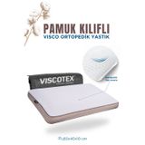 VİSCOTEX Pamuk Kılıflı Small Boyun Destekli Visco Ortopedik Yastık, Kahverengi, 60x40x10 Cm