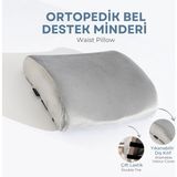 Viscotex Visco Ortopedik Bel Destek Yastığı, Ofis, Araba, Sandalye, Koltuk, Sırt Yastığı Minderi, 38X33X12 cm - Gri