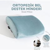 Viscotex Visco Ortopedik Bel Destek Yastığı, Ofis, Araba, Sandalye, Koltuk, Sırt Yastığı Minderi, 38X33X12 cm - Mint