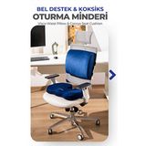 Viscotex Visco Ortopedik Oturma ve Bel Destek Minderi Seti, Sırt Yastığı ve Koksiks Minderi - 35 x 45 cm - Lacivert