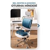Viscotex Visco Ortopedik Oturma ve Bel Destek Minderi Seti, Sırt Yastığı ve Koksiks Minderi - Turkuaz - 35 x 45 cm