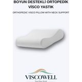 Viscowell Boyun Destekli Ortopedik Visco Yastık Çift Taraflı Yüksek Boyun Destekli %100 Visco - 52 x 43 cm - Beyaz