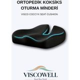 Viscowell Ortopedik Koksiks Oturma Minderi Siyah Ergonomik Destek Yastığı Koltuk Sandalye İçin