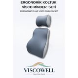 ViscoWell Visco Ortopedik Ofis Koltuk Sırt Bel Destek Minderi Boyun Destek Yastığı Seti
