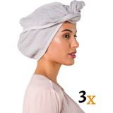 Viselia Saç Kurulama Bonesi Saç Havlusu Bone Gri 3 Adet - 25 x 65 cm