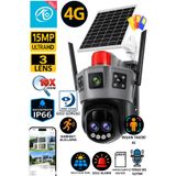 Visenox Vn Okam 6020 15MP 3 Lensli 4G Solar Güneş Enerjili Akıllı Güvenlik Kamerası Gece Görüş İnsan Takibi