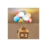 VİSENTE HOME Ahşap Uçan Ev Renkli Balon Avize