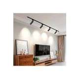 VİSENTE HOME Led Siyah Kasa Beyaz Işık 4 Adet 360 Derece Dönen Led Ray Spot Lamba 1 Metre Raylı Armatür