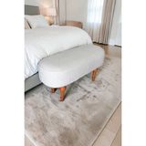 Visionario Dikdörtgen Puf – Craft Bukle Şönil Kumaş Ahşap Ayaklı Modern Tasarım - 90 x 35 - Krem