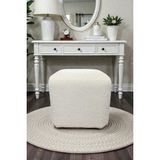 Visionario Kare Puf BLOCK – Bukle Şönil Kumaş Dekoratif Oturma Pufu - 45 x 45 x 40 - Krem