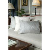 VISIONARIO Kırlent Kılıfı Desenli Jakarlı & Kadife Set - Çift Taraflı Biyeli 45x45 ve 35x50 cm Açık Gri