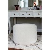Visionario Yuvarlak Puf MOON – Bukle Şönil Kumaş Dekoratif Oturma Pufu - 60 x 60 x 45 cm - Krem