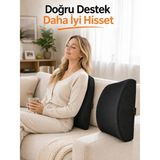 Visko Ortopedik Sandalye Bel Minderi Sırt Dayama Yastık Koltuk Minderi Bel Destek Yastık Ofis - Siyah