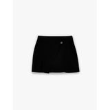Viskon Karışımlı Düğmeli Slim Fit Kruvaze Mini Etek