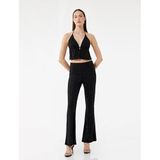 Viskon Karışımlı Taş Detaylı Slim Fit İspanyol Paça Pantolon