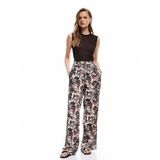 Viskon Keten Karışımlı Floral Desenli Geniş Paça Pantolon