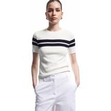 Viskon Kumaş Kısa Kollu Bisiklet Yaka Triko Sweatshirt - Lacivert