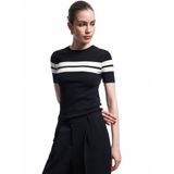 Viskon Kumaş Kısa Kollu Bisiklet Yaka Triko Sweatshirt