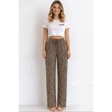 Viskon Pamuklu Kadın Leopar Desenli Pijama Pantolon - MG005 - Mudanis - Çok Renkli
