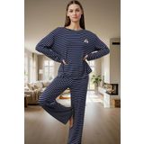 Viskon Pijama Takımı Çizgili Rahat ve Şık Kışlık Özel Tasarım