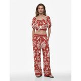 Viskon Salda Kumaş Cepli Floral Desenli Bol Paça Pantolon