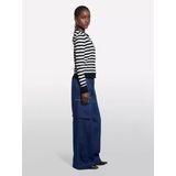 Viskoz Karışımlı Çizgili Bisiklet Yaka Slim Fit Hırka Kadın Siyah Hırka - 325P17q3l500m
