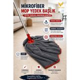VİSLUNA ( 1 Adet ) Mega Boy Gri Mikrofiber Paspas Mop Yedek Ucu, Lüks Kalite, Yüksek Emici, Çizmez, Toz Kir Hapseden Mop Yedek Havlu