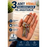 VİSLUNA ( 3 Adet ) Çelik Tel Anahtarlık 15 cm Paslanmaz Çelik Halka Anahtarlık Düzenleyici Ev Araba Ofis Kamp