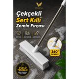 VİSLUNA ( 360 Derece ) Döner Başlıklı Sert Kıllı Zemin Fırçası Çekçekli Halı Fayans Banyo Temizleme