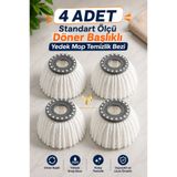 VİSLUNA ( 4 Adet ) Standart Ölçü Döner Başlıklı Yedek Mop Temizlik Bezi