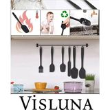 Visluna 6lı Parça Yanmaz Yapışmaz Mutfak Pasta Slikon Yumurta Fırçası Kaşık Bıçak Spatula Seti - Siyah - Mor - siyah mor