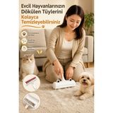 Visluna Çift Yönlü Hazneli Gırgır Kedi Köpek Kıl Toz Tüy Toplayıcı Kazak Kıyafet Halı Yatak Tüy Gırgırı - Beyaz
