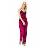 Vişne Dantel Detaylı Kadife Kadın Pijama Takımı