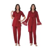 Vişne Kadın Hamile Lohusa Sabahlıklı Kısa Kollu Pijama Takımı 9014, M, TYC00785121966-19804IGP27193417